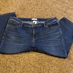 Lane Bryant Dark Blue Studded Capri Jeans